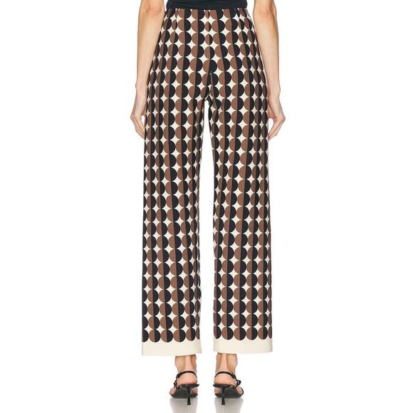 Oscar de la Renta All Over Geo Double Face Wool Pant in Khaki &  Ivory 12 - Picture 4 of 4